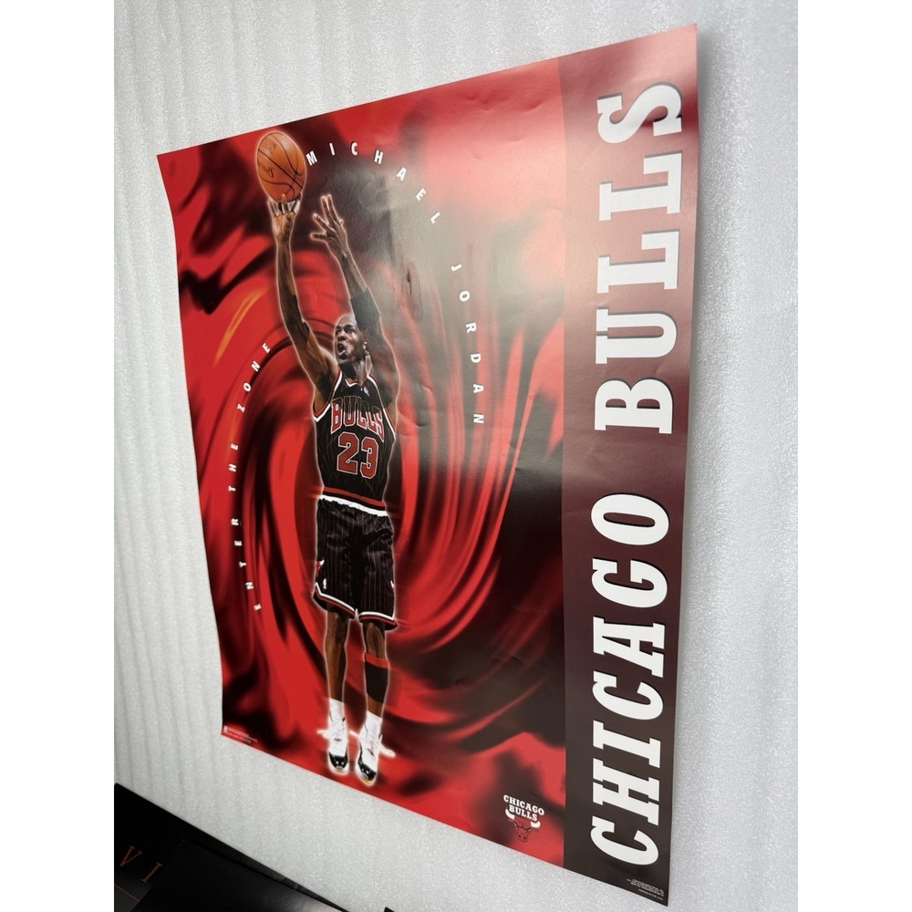 VTG 90's Michael Jordan "Enter the Zone" 1996 NBA Poster Vintage Chicago Bulls - Picture 2 of 5